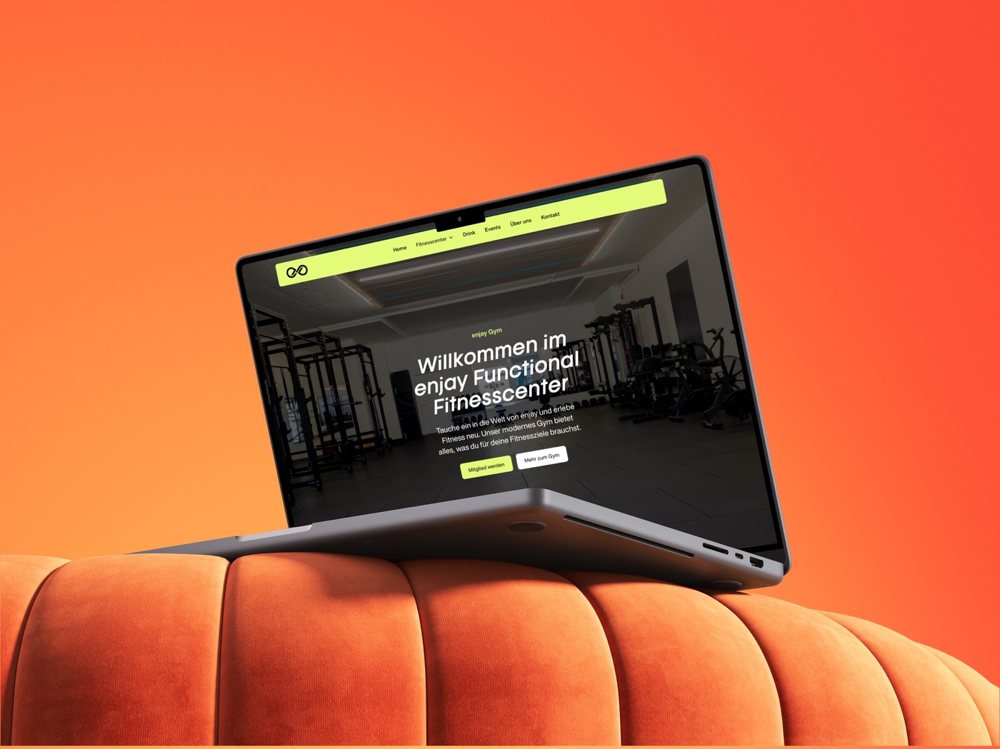 enjay Website Startseite auf einem Laptop