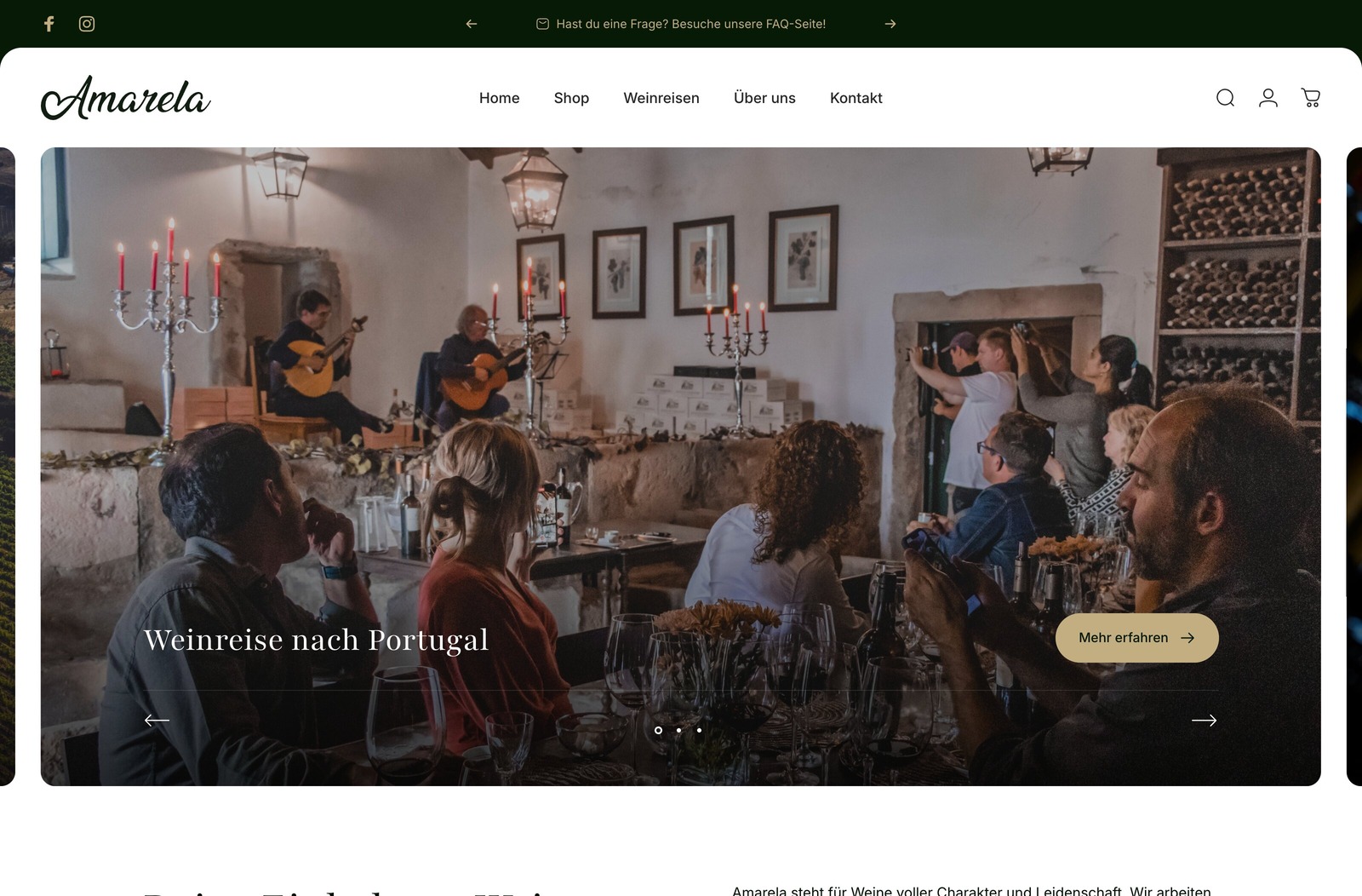 Amarela website after the redesign