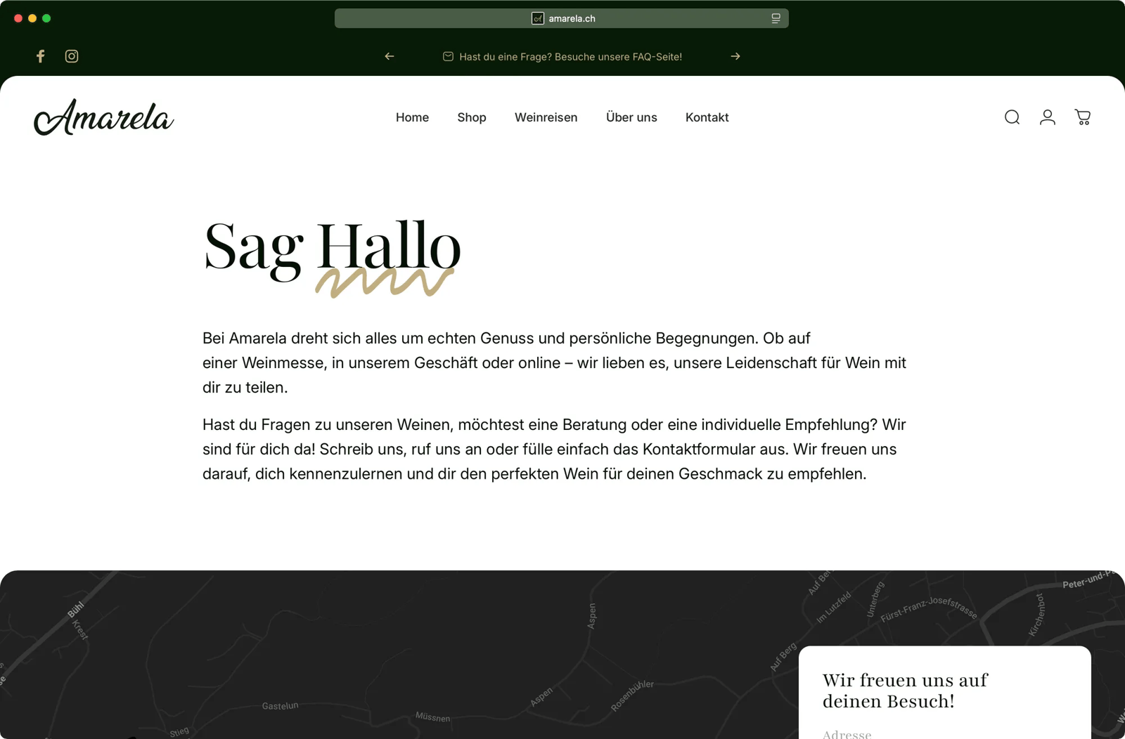 Amarela Website Kontaktseite mit Formular