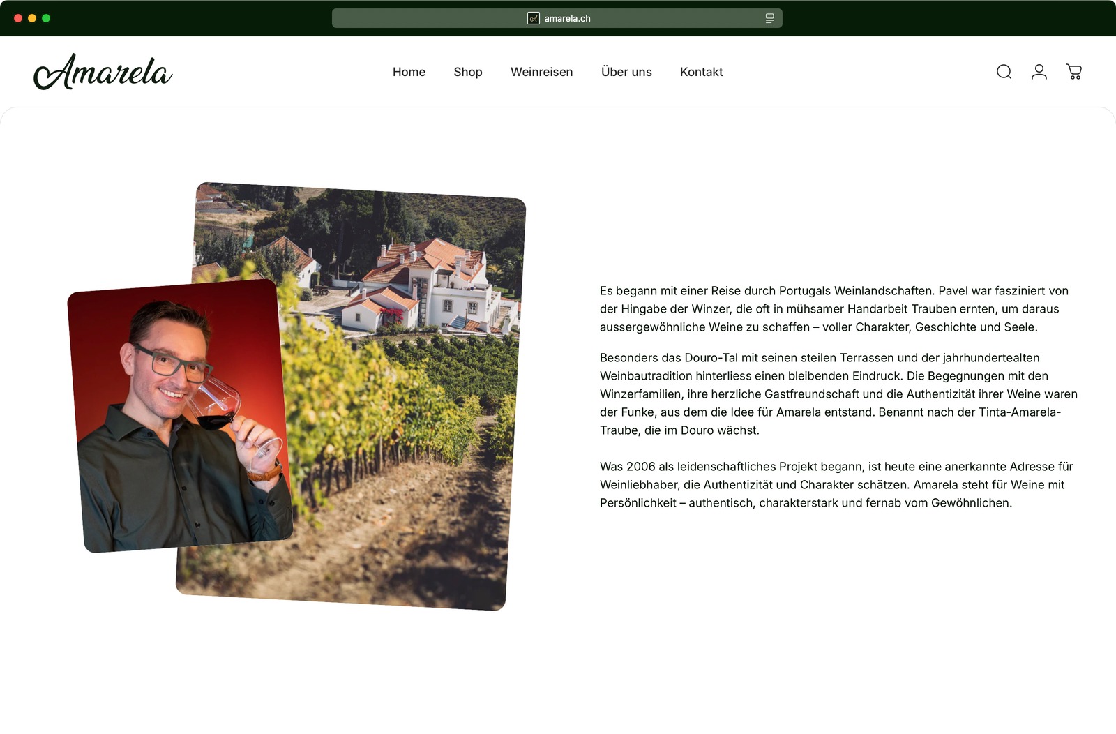 Amarela Website Winzerportrait mit Foto und Rebberg