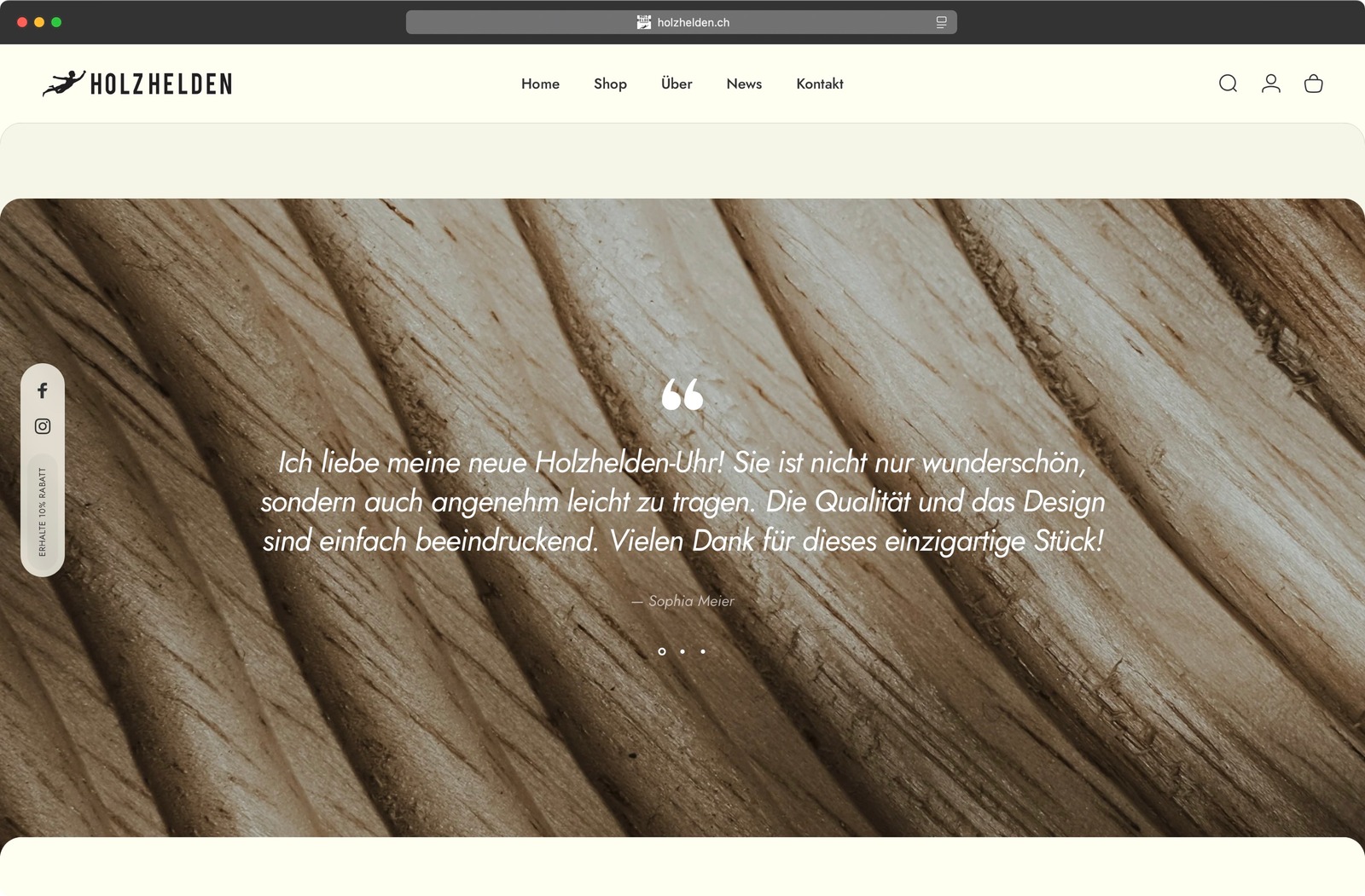 Holzhelden Website Statement auf Holzstruktur