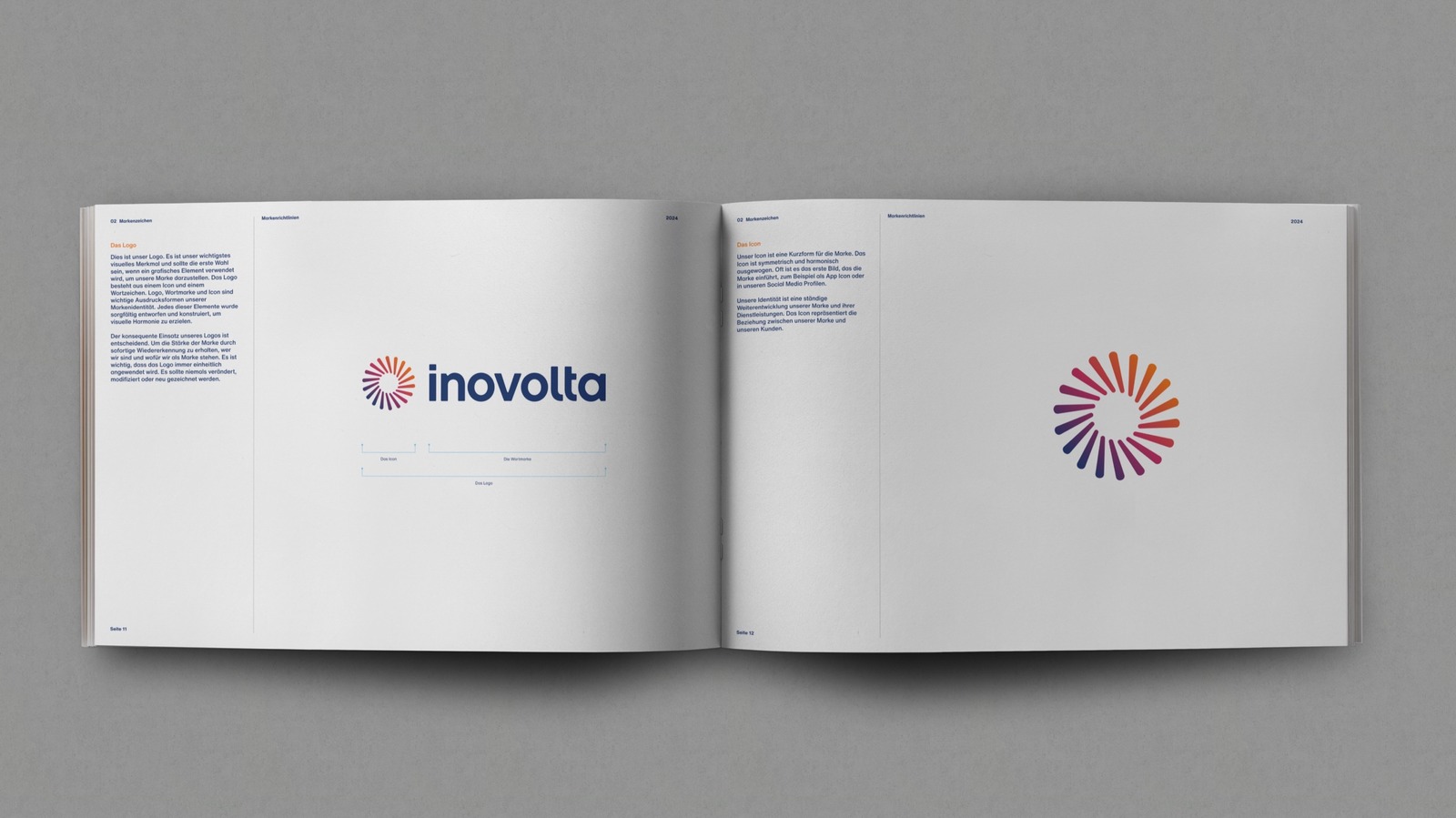 inovolta Brand Guide mit Logo- und Symbolseiten