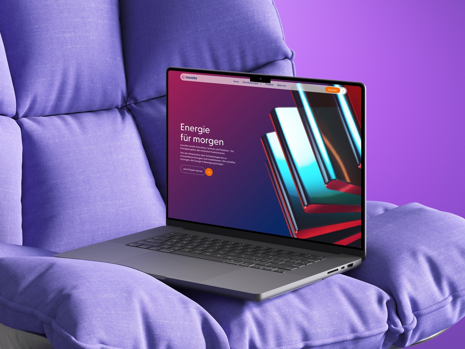 inovolta Website Hero auf einem Laptop