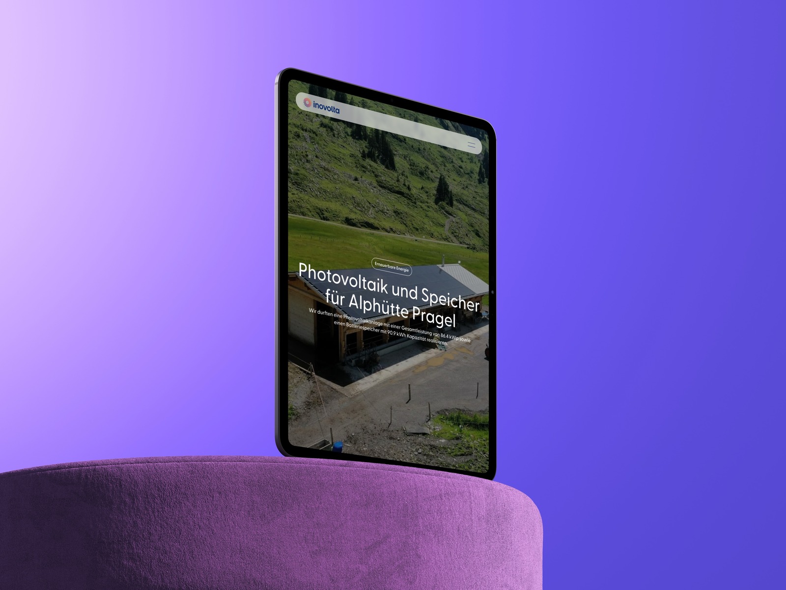inovolta Website Projektkarte auf einem Tablet