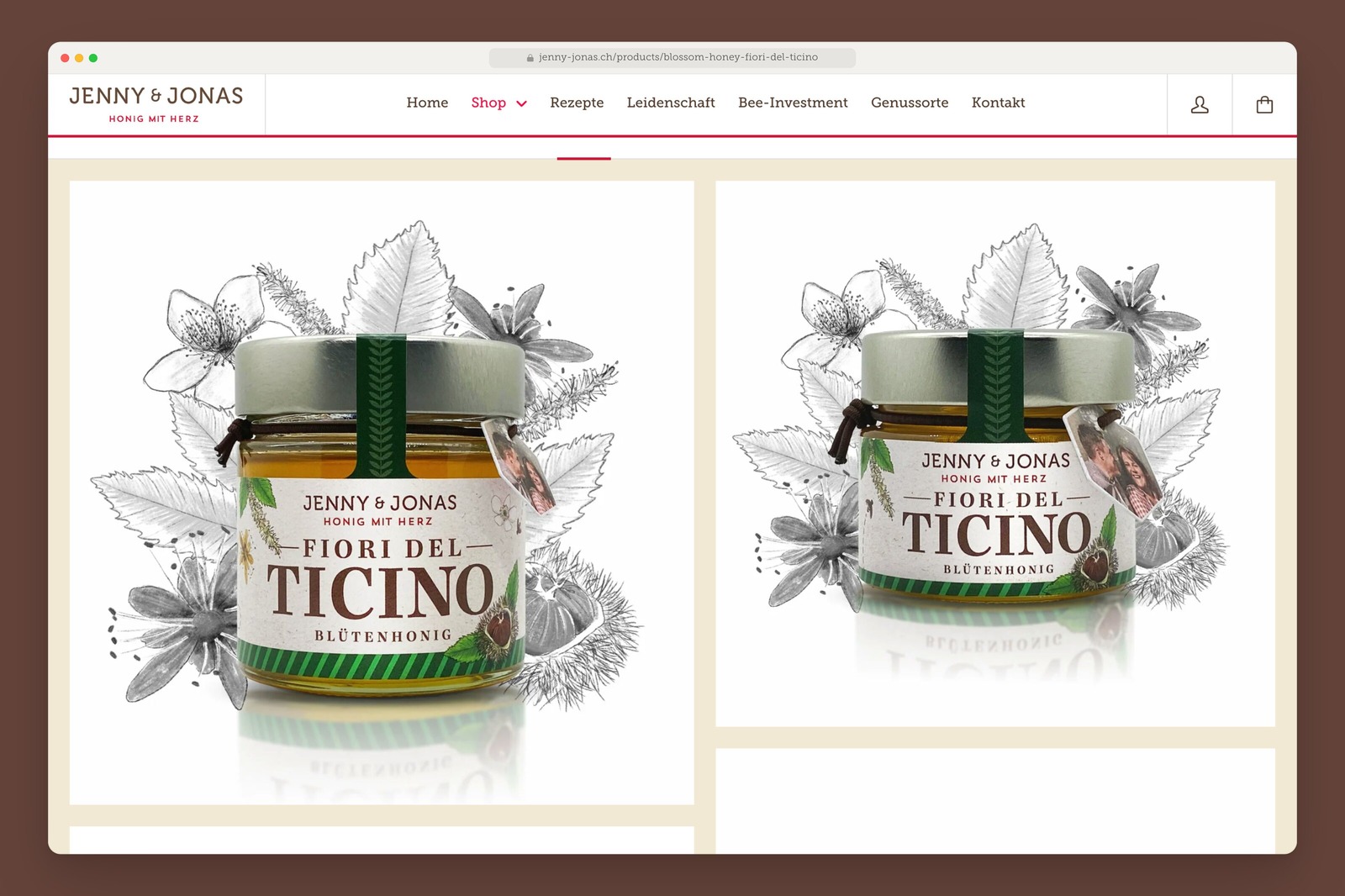 Jenny & Jonas product page with image gallery