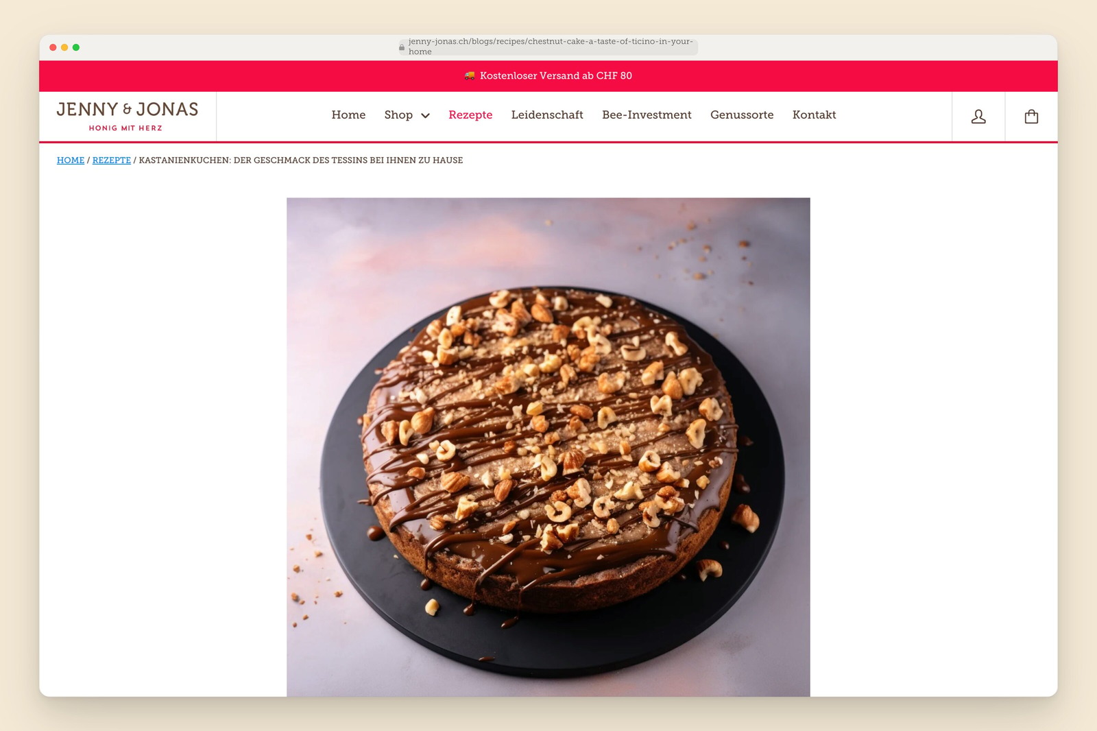 Jenny & Jonas recipe for chestnut cake from Ticino