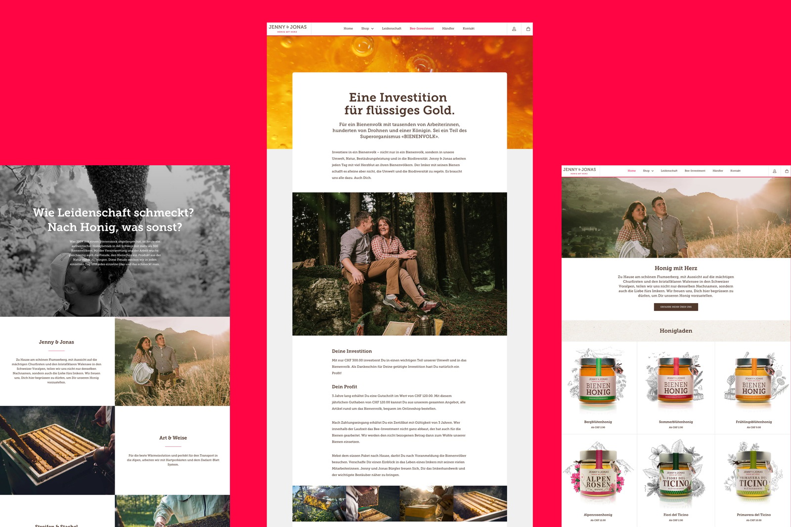 Jenny & Jonas Website mit Story- und Produktseiten