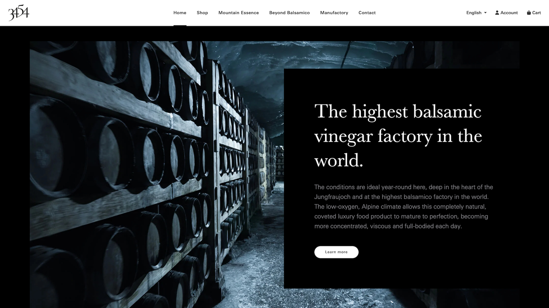 3454 Beyond Balsamico Website Startseite mit Balsamico-Keller-Hero