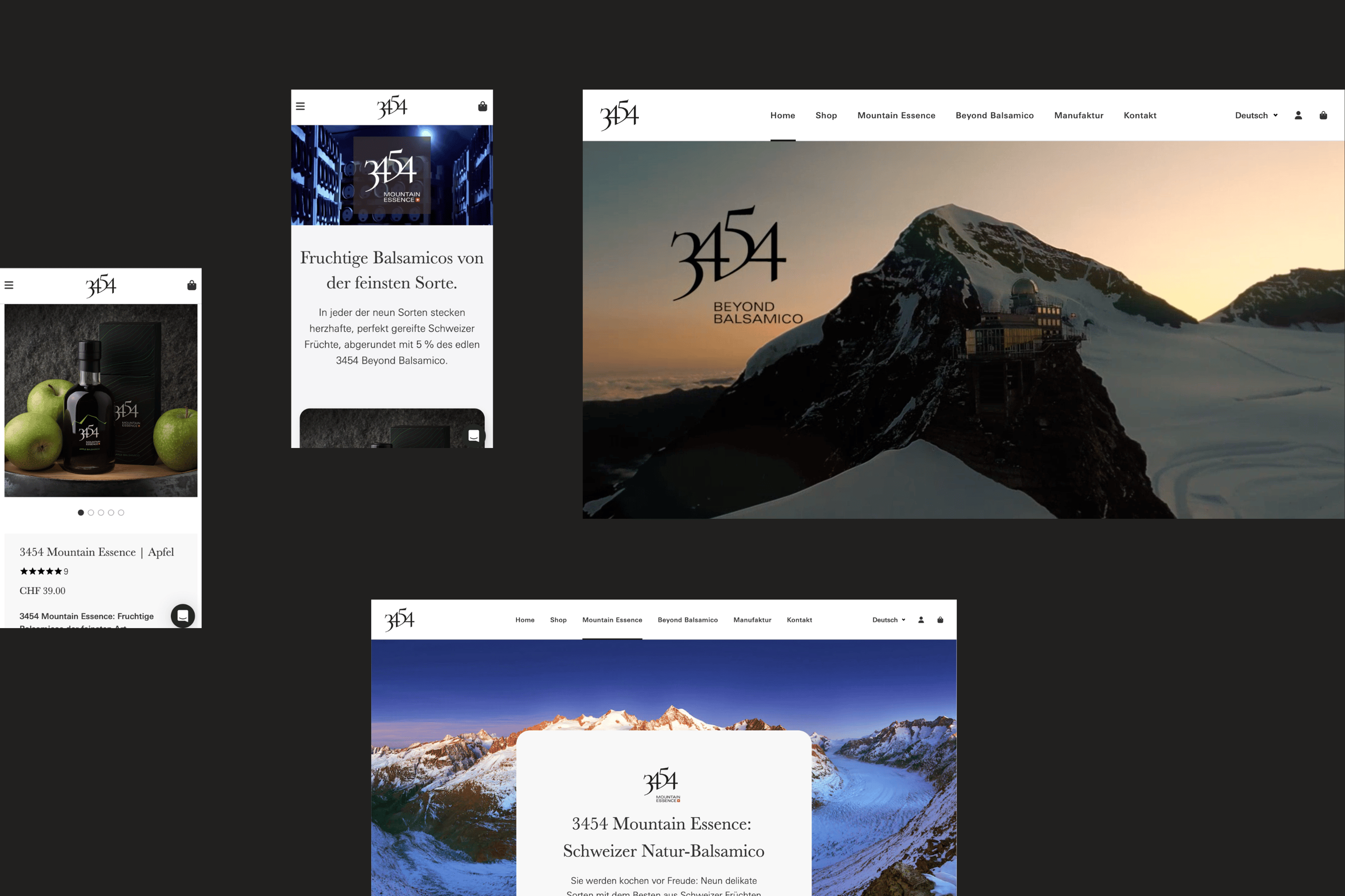 3454 Beyond Balsamico Website in Desktop- und Mobile-Ansichten