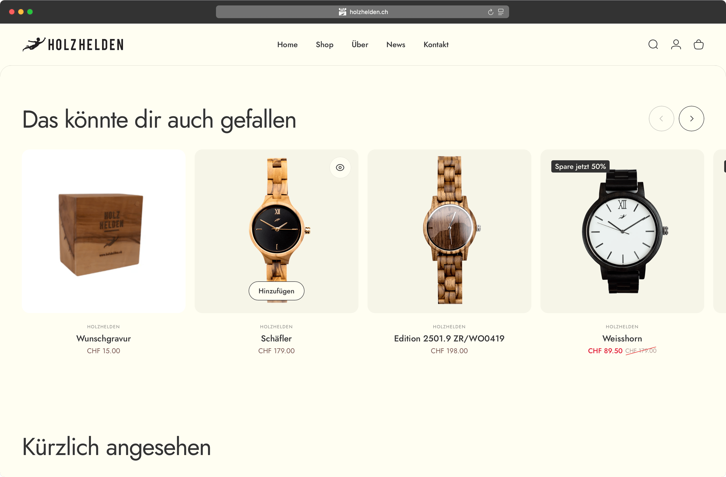 Holzhelden Website Empfehlungen und zuletzt angesehene Produkte