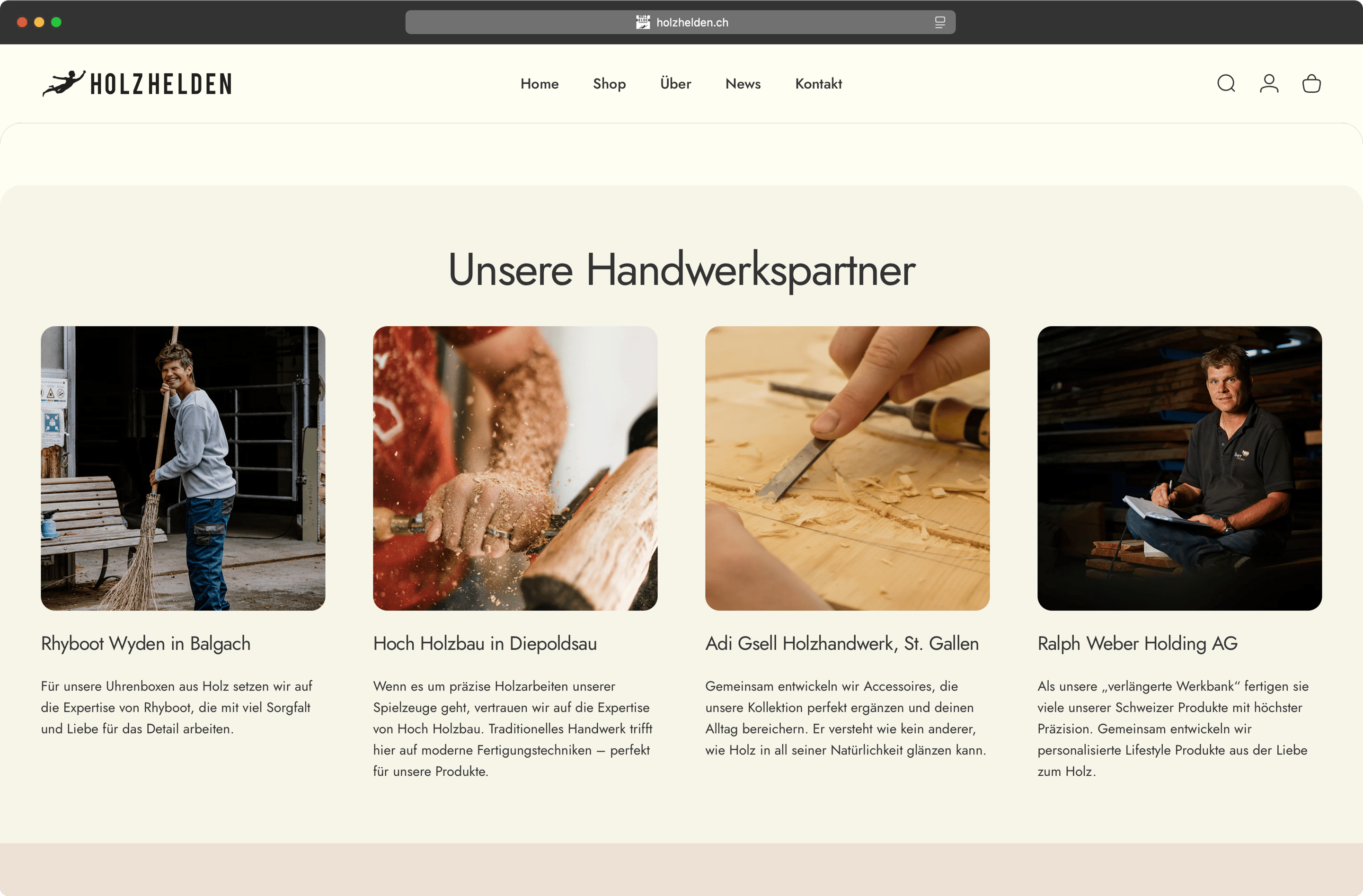 Holzhelden Website Übersicht der Handwerkspartner