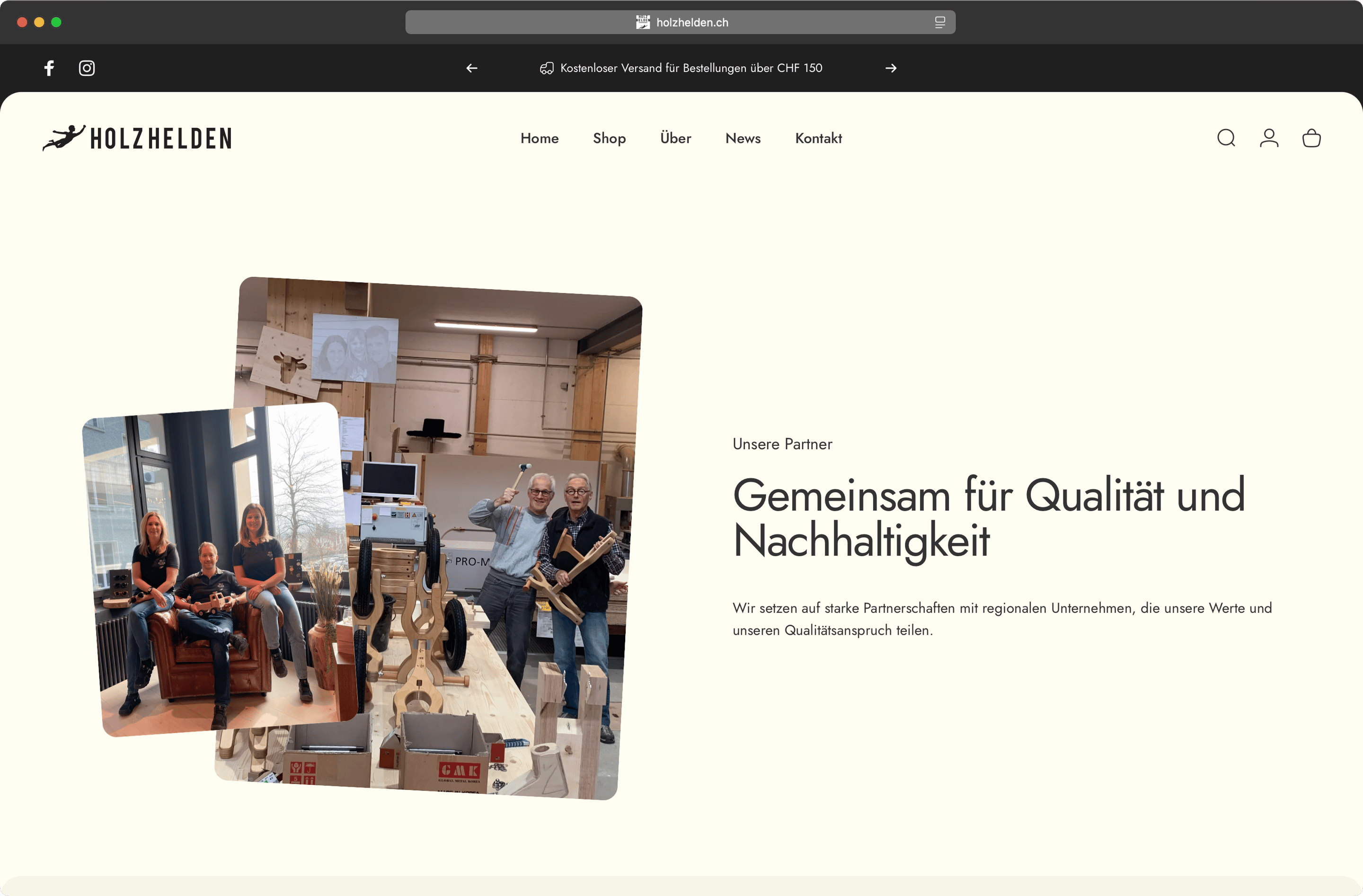 Holzhelden Website Abschnitt Qualität und Nachhaltigkeit