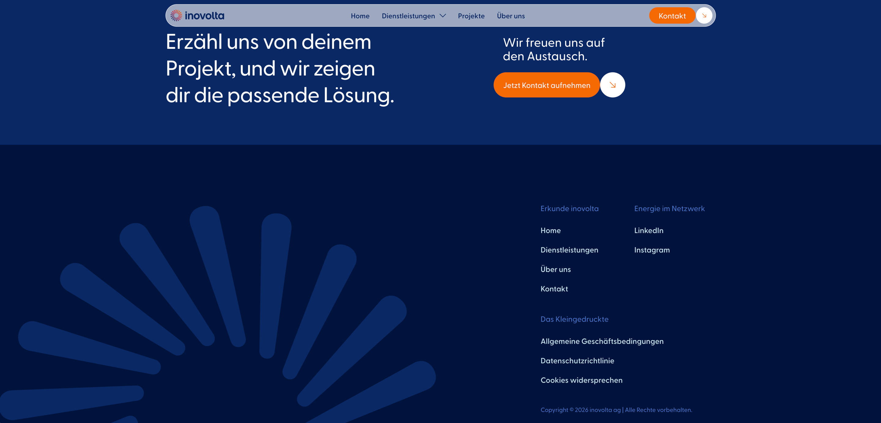 inovolta Website Footer mit Call-to-Action