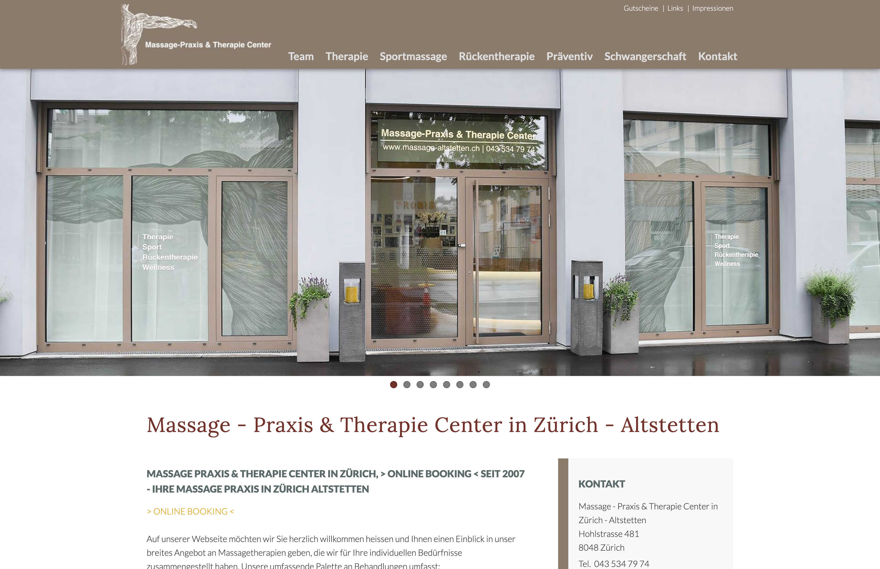 Massage Altstetten Website vor dem Rebranding