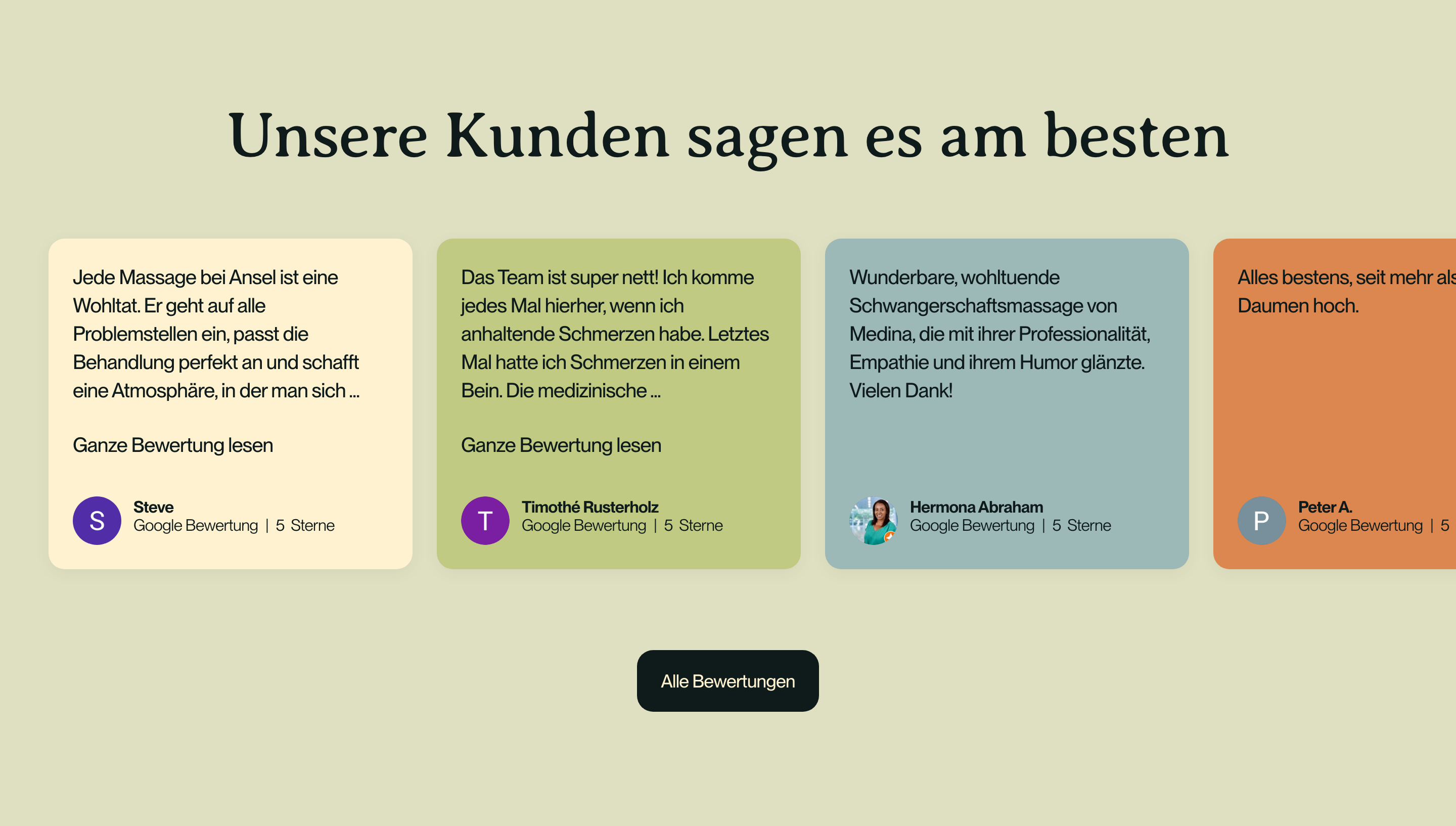 Onuā Website Abschnitt mit Kundenstimmen
