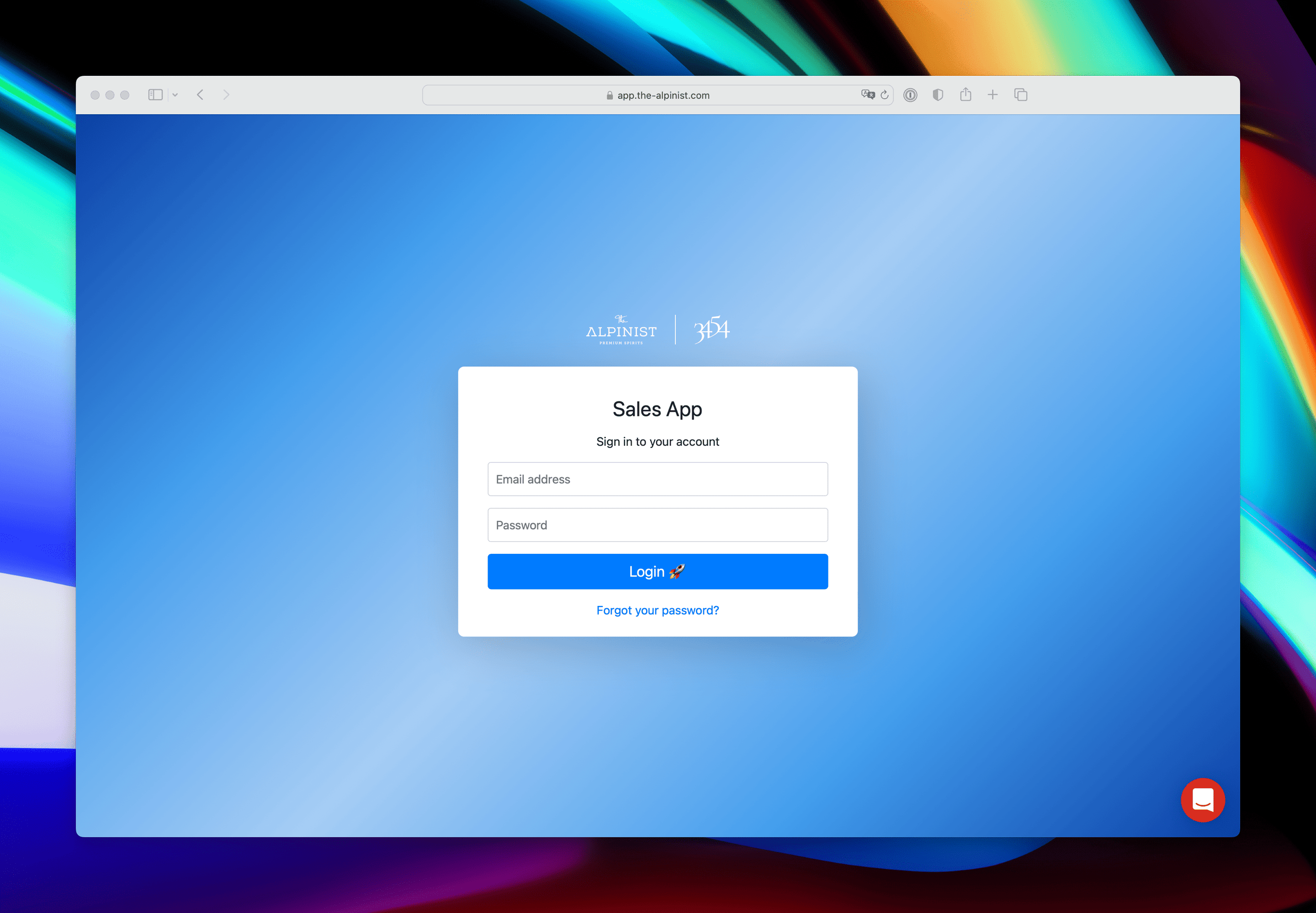 The Alpinist App Login-Screen
