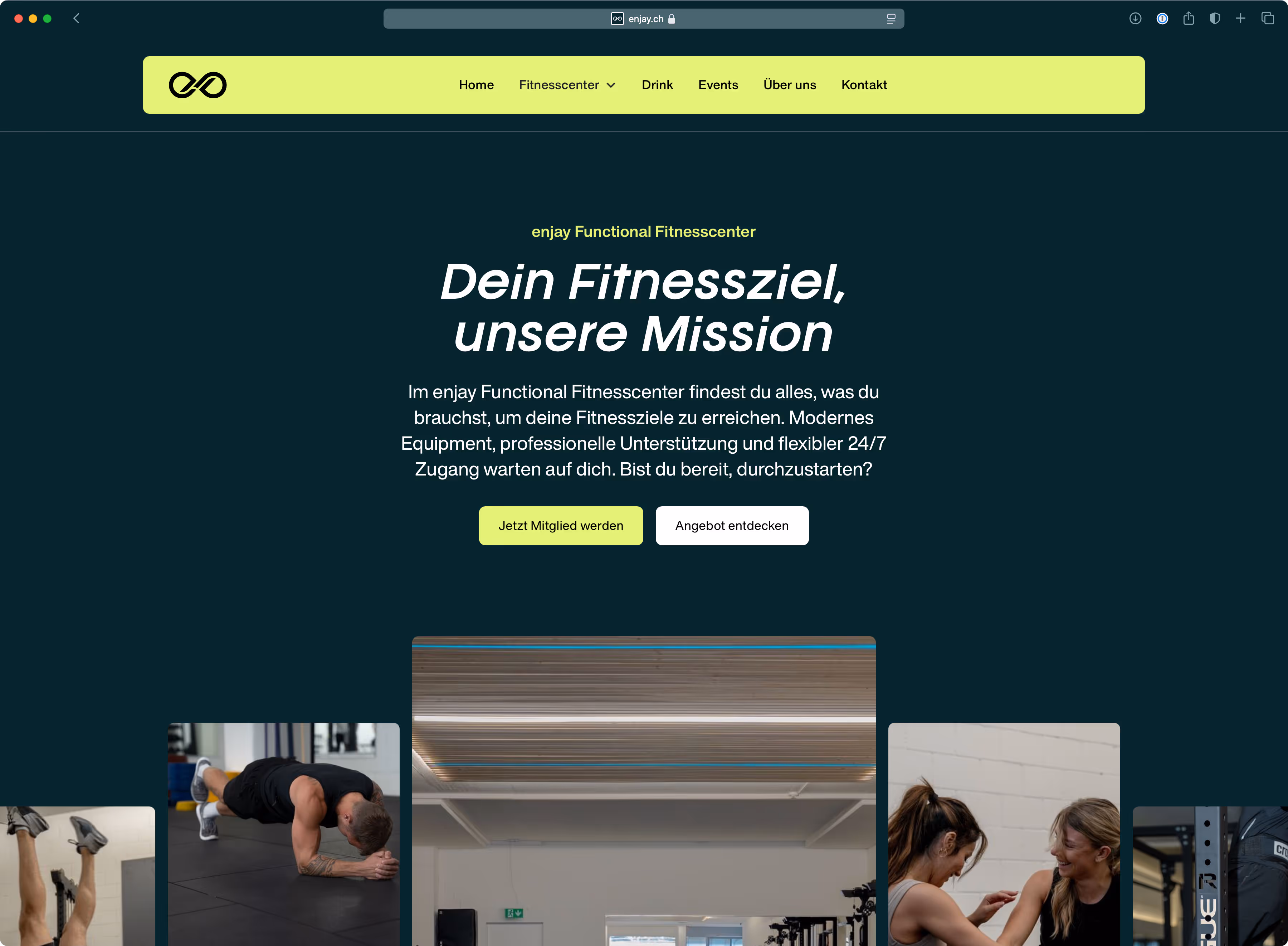 enjay Website Abschnitt Dein Fitnessziel, unsere Mission