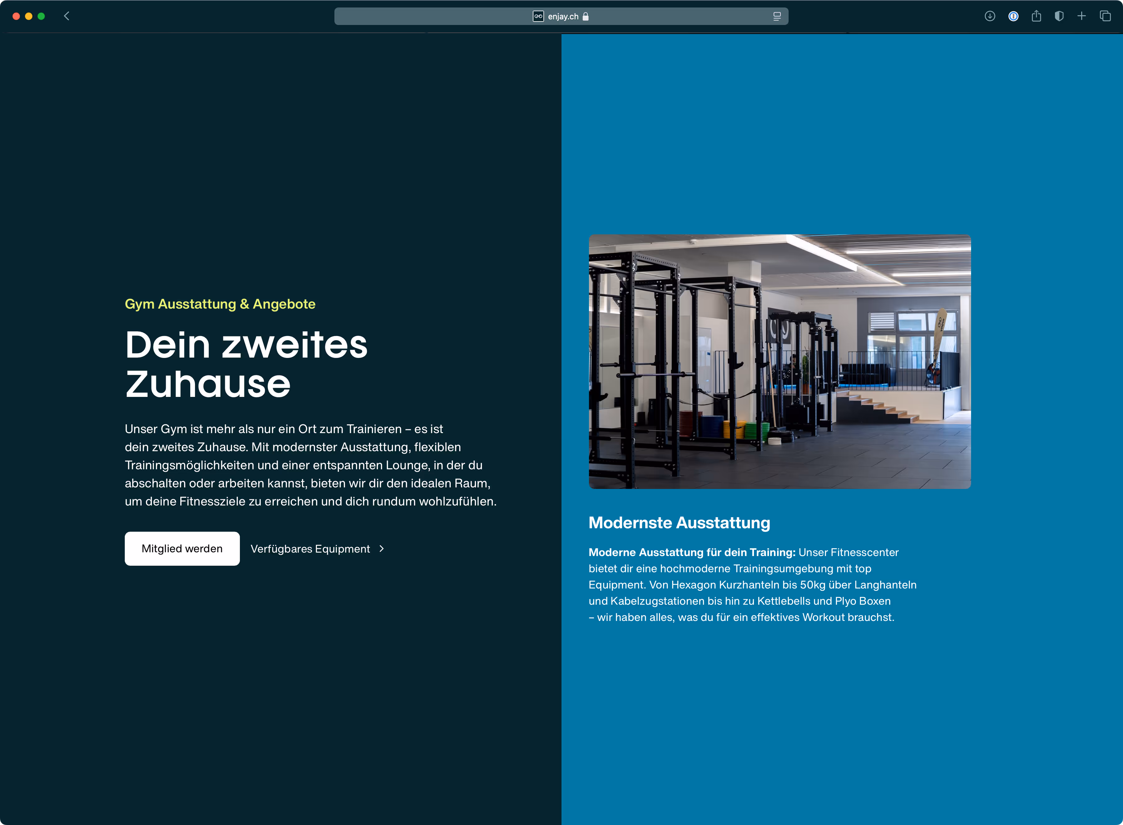 enjay Website Abschnitt Dein zweites Zuhause in Niederhasli