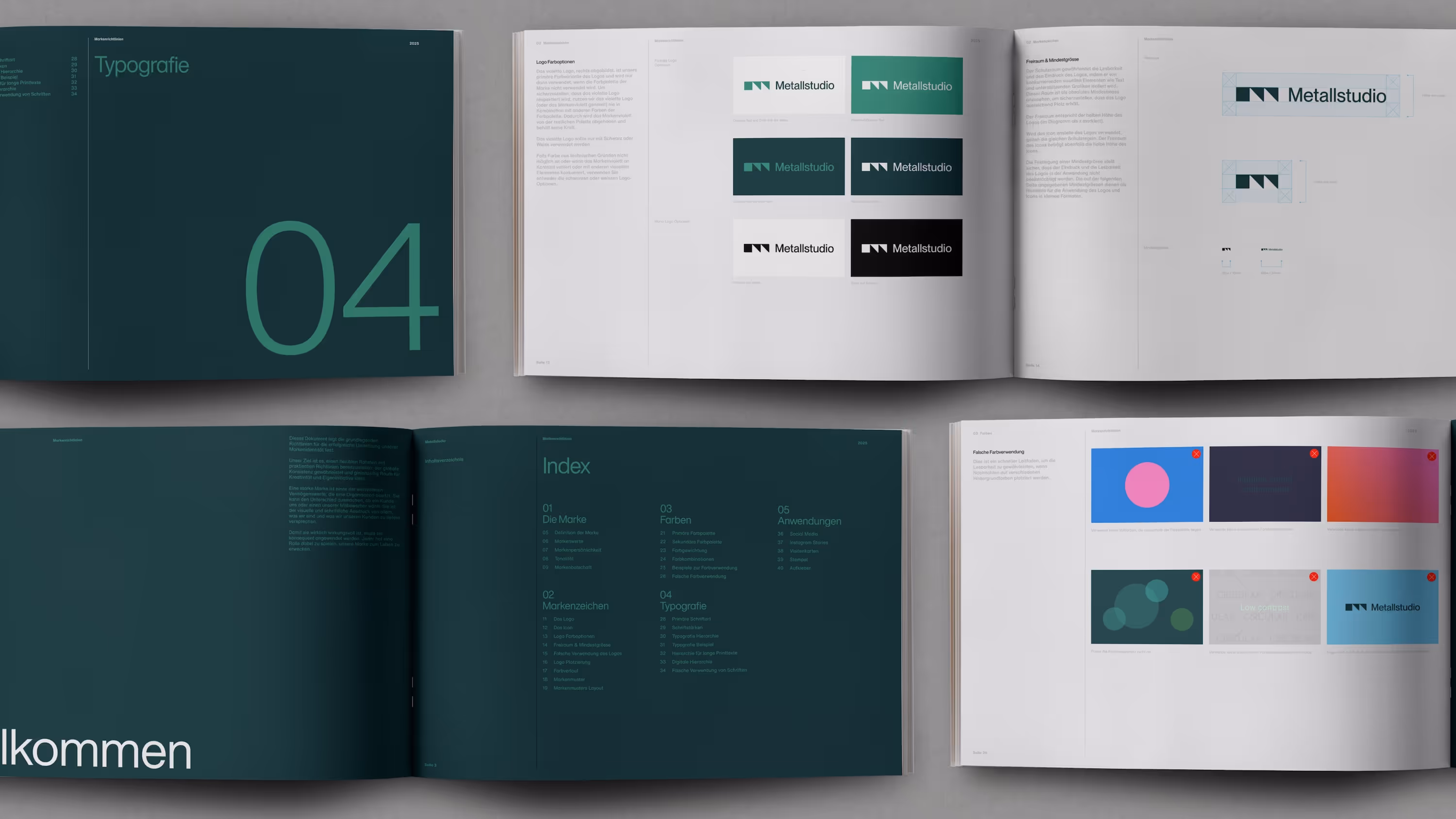Metallstudio Brand Guide mit Logo, Farben und Markensystem