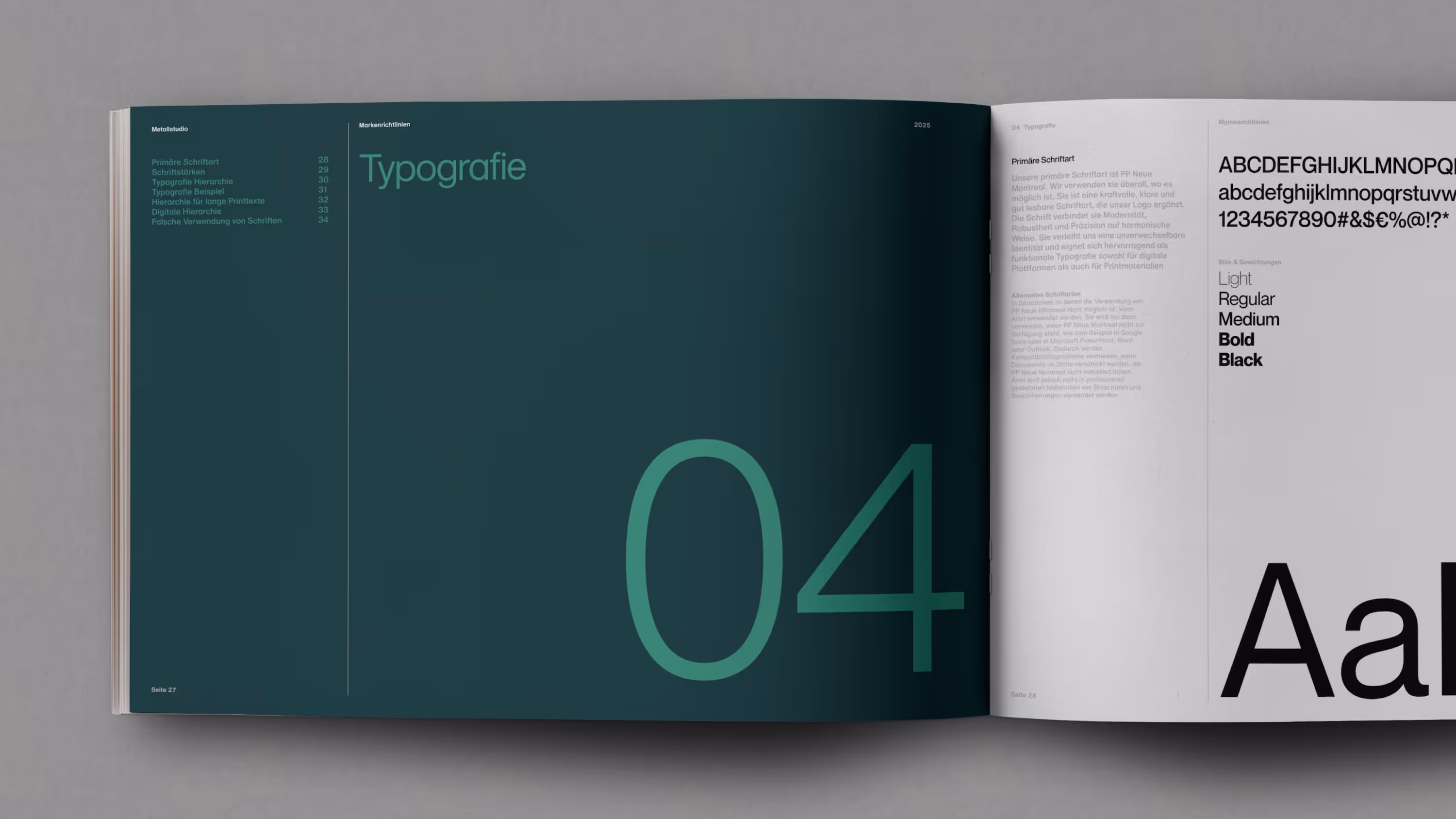 Metallstudio Brand Guide Typografie-Seite