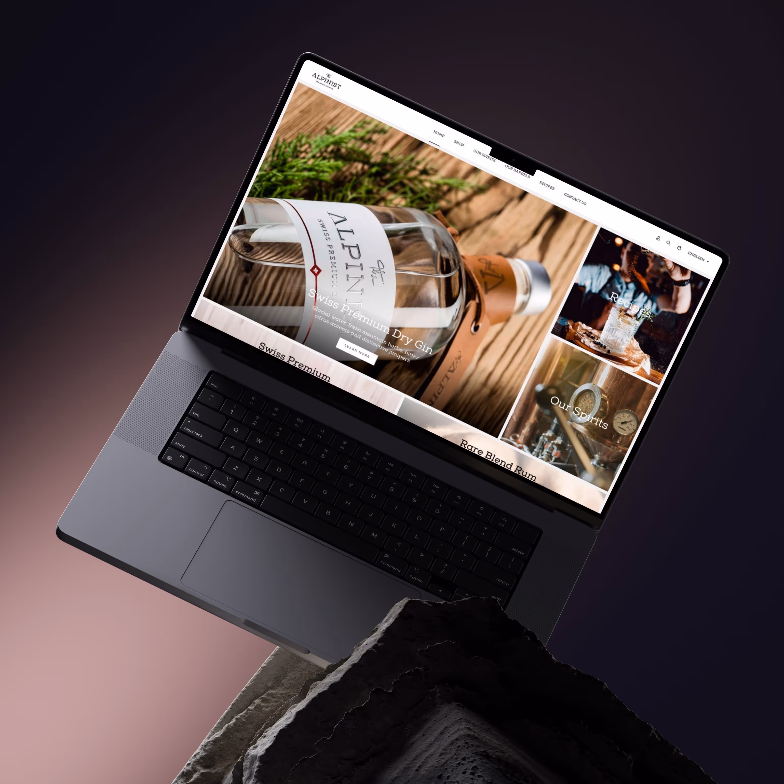 The Alpinist Website auf einem Laptop